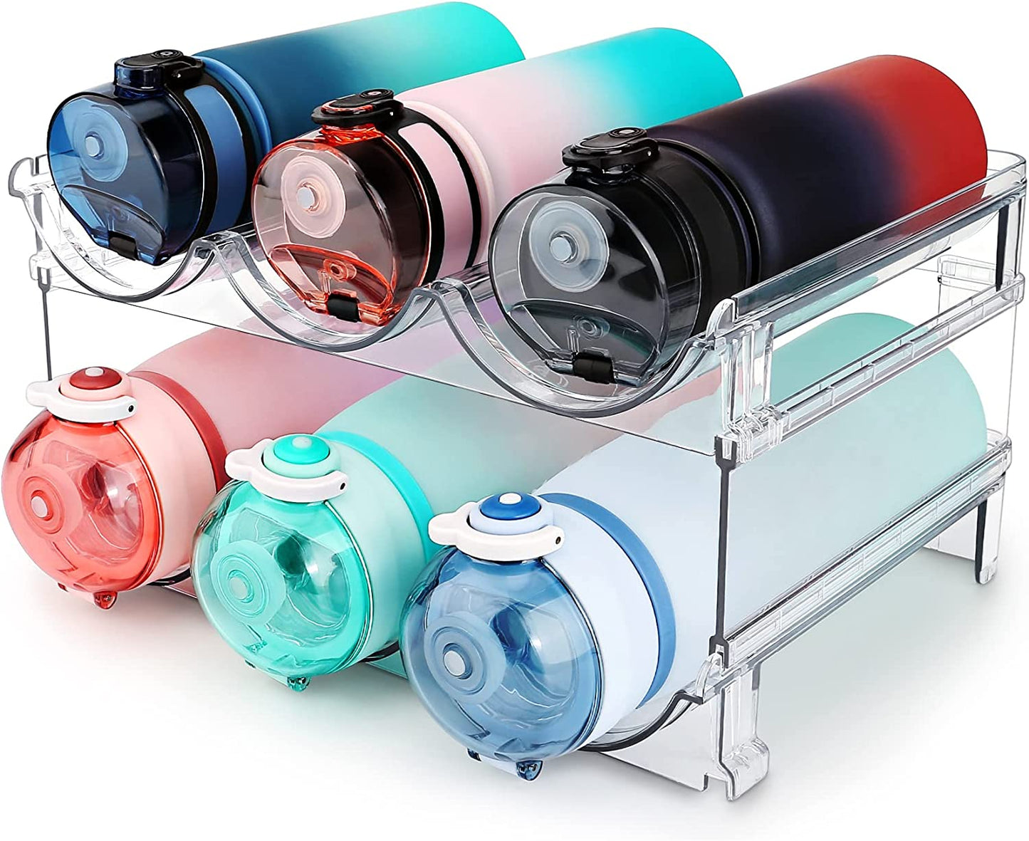 Maximize Your Space with 2-Pack Stackable Water Bottle Organizer for Cabinets