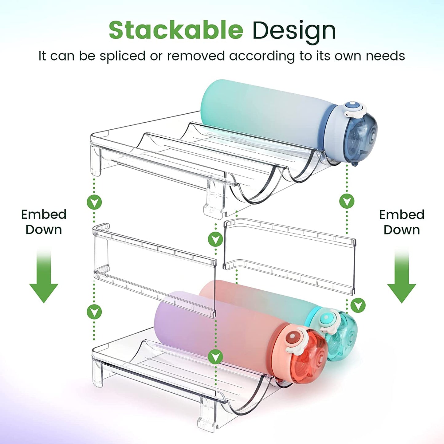 Maximize Your Space with 2-Pack Stackable Water Bottle Organizer for Cabinets