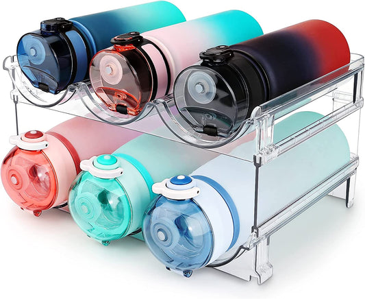Maximize Your Space with 2-Pack Stackable Water Bottle Organizer for Cabinets